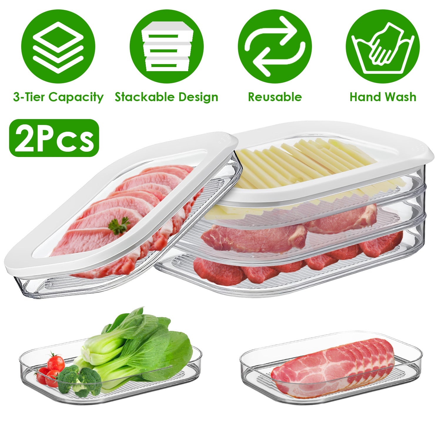2-Pc Deli Meat & Cheese Fridge Containers – Leakproof